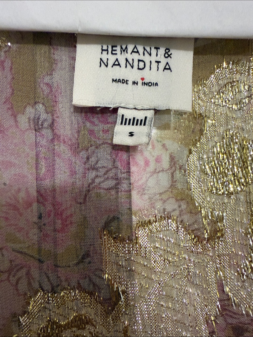 Hemant Nandita Maxi Dress in Mustard and Pink with matching slip dress - Picture 2 of 4